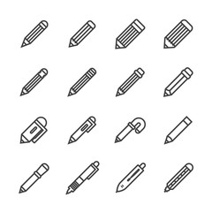 Pencil line icon set