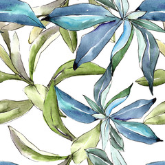 Elaeagnus leaves in a watercolor style. Seamless background pattern. Fabric wallpaper print texture. Aquarelle leaf for background, texture, wrapper pattern, frame or border.