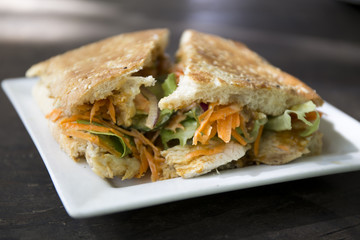 Satay Chicken Sandwich on the plate