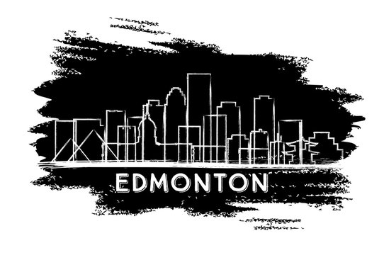 Edmonton Canada City Skyline Silhouette. Hand Drawn Sketch.