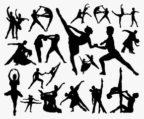 Obraz premium Dance exercise silhouette. Good use for symbol, logo, web icon, mascot, sign, or any design you want.