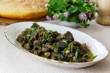 kidneys with mushrooms morels and spring greens
