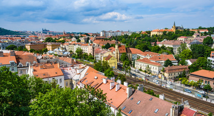 Panoramic view from Vysehdra Hill in Prague, Czech Republic