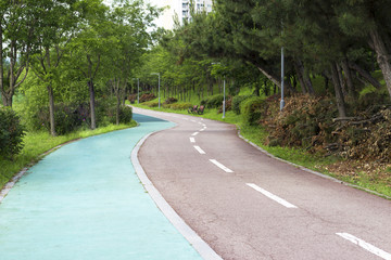 road in the park, bicycle path in Ansan Park, South Korea, travel concept