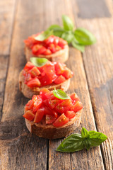 bruschetta, bread with tomato and basil