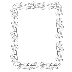 Flourish frame with leaves and berries in line style
