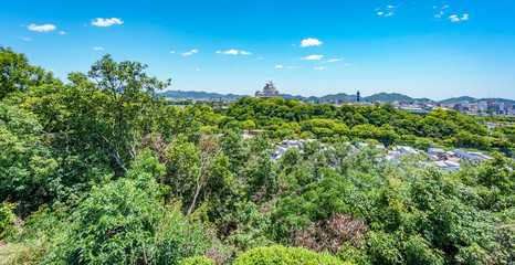 Himeji castle over the city