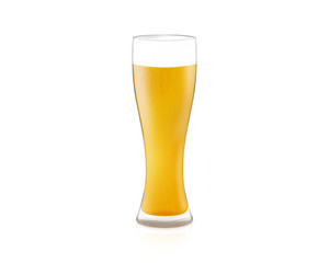 3D illustration glass of light beer  isolated on white background