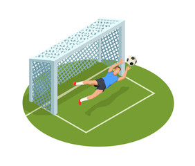 Fototapeta premium Goalkeeper Save Isometric Composition