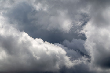 Dramatic sky with stormy clouds before rain and thunderstorm