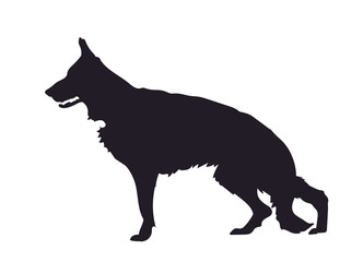 dog stands, silhouette, vector