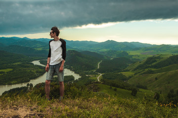 Fototapeta premium Journey to the mountains. In the Altai. Beautiful landscape. Travel.