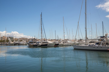 Fototapeta na wymiar Boats in the marina in Palma Majorca