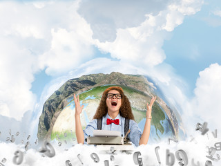 Creative inspiration of young female writer.