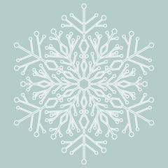 Round white snowflake. Abstract winter ornament. Fine snowflake