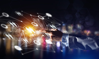 Creating modern wireless technologies as means of communucation and networking on dark background