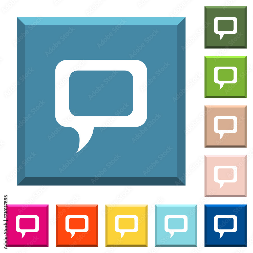 Poster empty comment bubble white icons on edged square buttons
