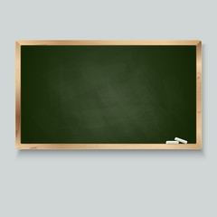 Blackboard background and wooden frame. Vector illustration
