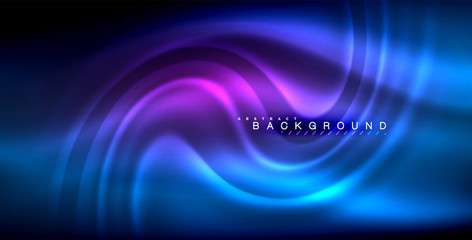 Neon glowing wave, magic energy and light motion background