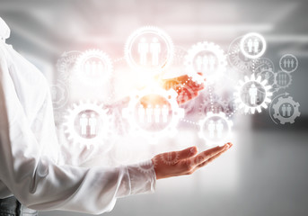 Cogwheels and gears mechanism as social communication concept
