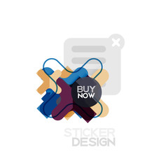 Flat design cross shape geometric sticker icon, paper style design with buy now sample text, for business or web presentation, app or interface buttons