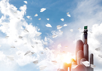 Business woman with monitor instead of head.