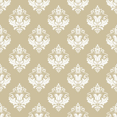 Orient vector classic pattern. Seamless abstract background with vintage elements. Orient background. Gold and white ornament for wallpaper and packaging