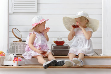 Girls playing in a beauty salon