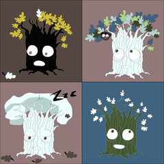Seasonal tree changes vector characters