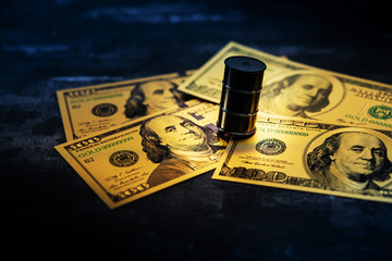 Oil Barrel and US Dollar Oil crisis concept