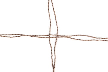 String, rope isolated on white background texture, top view