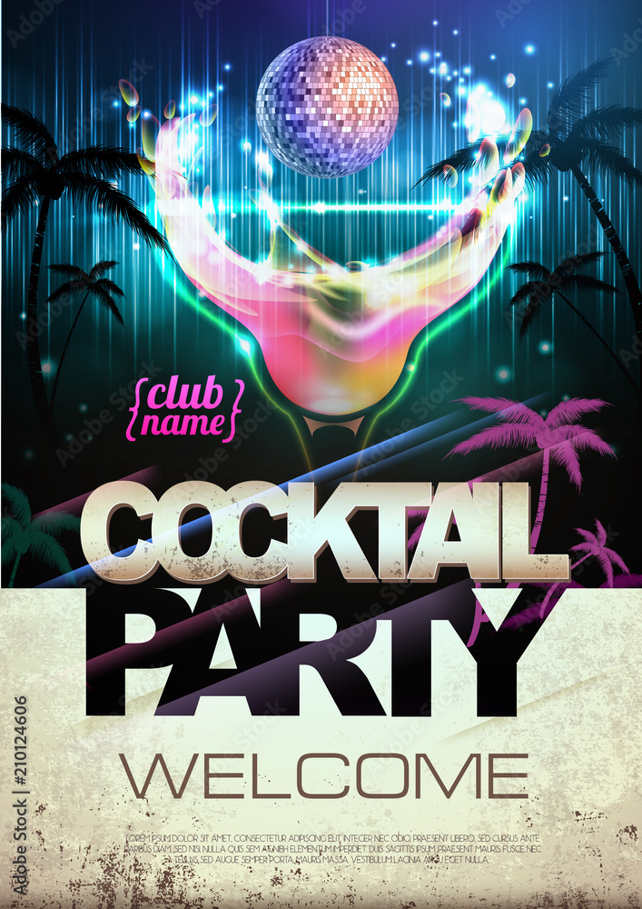 Wall mural disco background. cocktail party poster