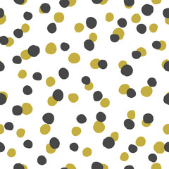 Polka dot seamless pattern. Hand hatching. Brushwork. Geometric background. Scribble texture. Тextile rapport.