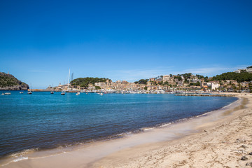 Naklejka na ściany i meble A view in Port Soller in Majorca