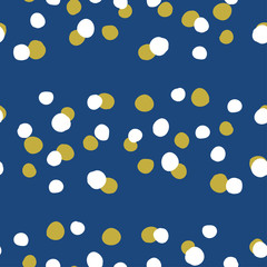 Polka dot seamless pattern. Hand hatching. Brushwork. Geometric background. Scribble texture. Тextile rapport.