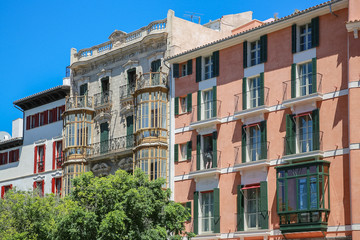 Fototapeta na wymiar Apartment block in the old town of Palma Majorca