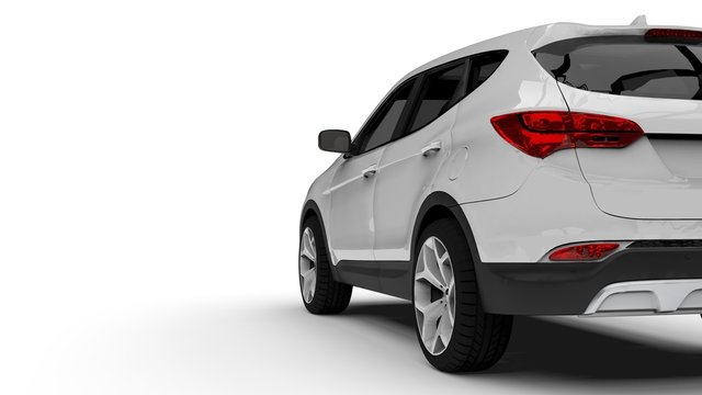 White premium city crossover on a white background. 3d rendering.