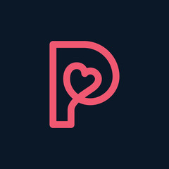 Letter P Love Logo