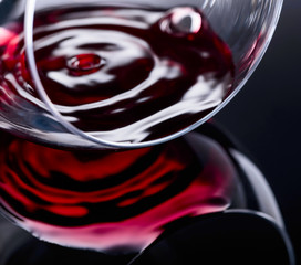 Glass of red wine, macro shot .