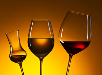 glasses with red and white wine