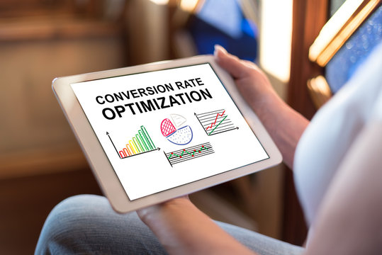 Conversion rate optimization concept on a tablet