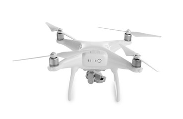 Modern quadcopter on white background