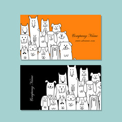 Business cards design, funny dogs family