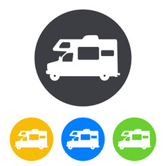 Icono plano autocaravana en circulo varios colores