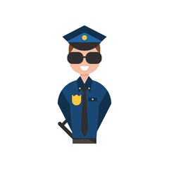 Police officer character, policeman in blue uniform vector Illustration on a white background