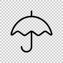 Simple umbrella icon. Linear, thin outline. On transparent backg