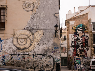 street art on the palaces of Valencia, Spain