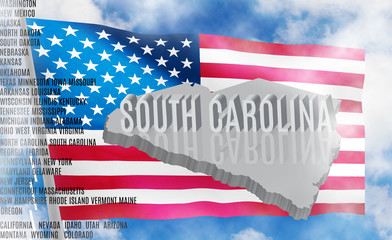 South Carolina inscription on American flag background