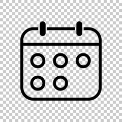 Simple calendar, Linear, thin outline. On transparent background