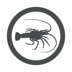 Icono plano silueta langosta en circulo gris
